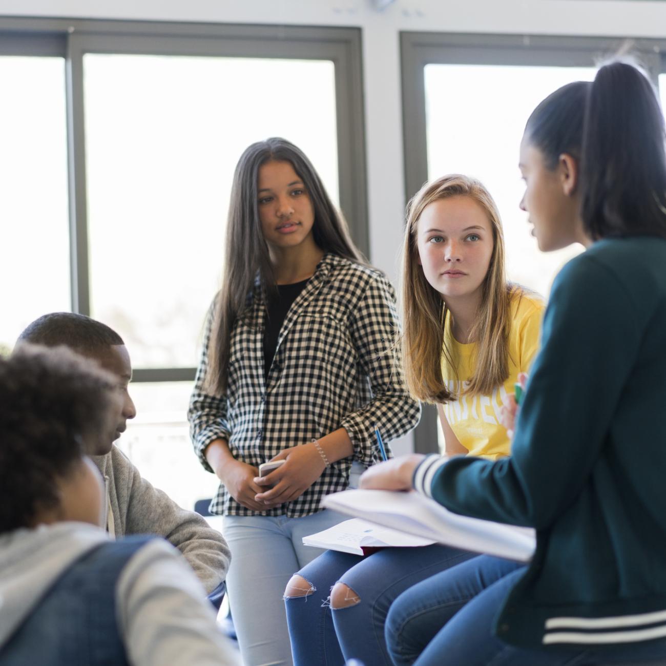 photo of a group of high school students in class